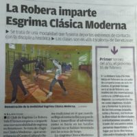 Comienzan las clases de Esgrima Clásica Moderna